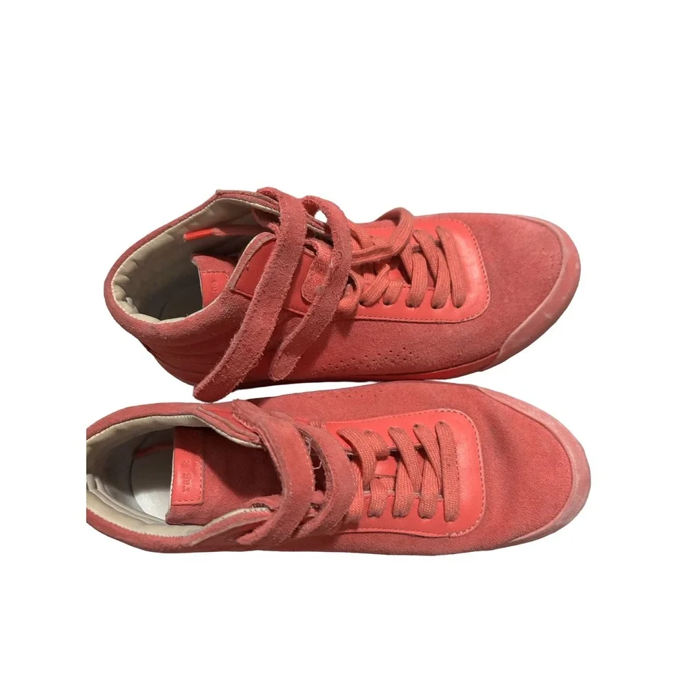 Rag & Bone Pink Suede High Top Sneakers Leather Trim Ankle Strap Shoes